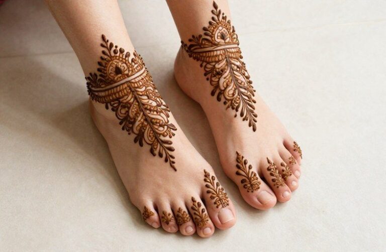 Simple Feet Mehndi Tattoo Ideas