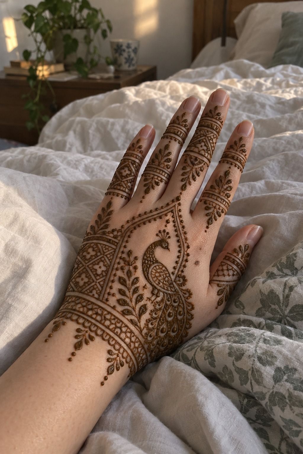 Simple Peacock Mehndi Designs for Hand Palms
