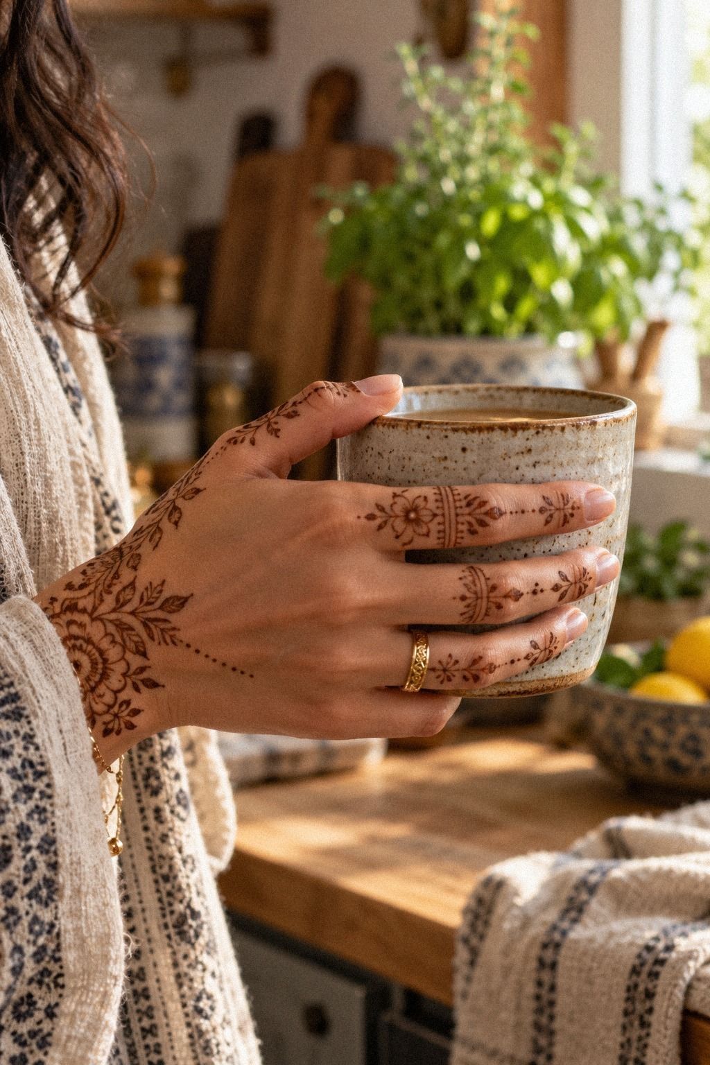 Place Arabic Mehndi Along the Fingers