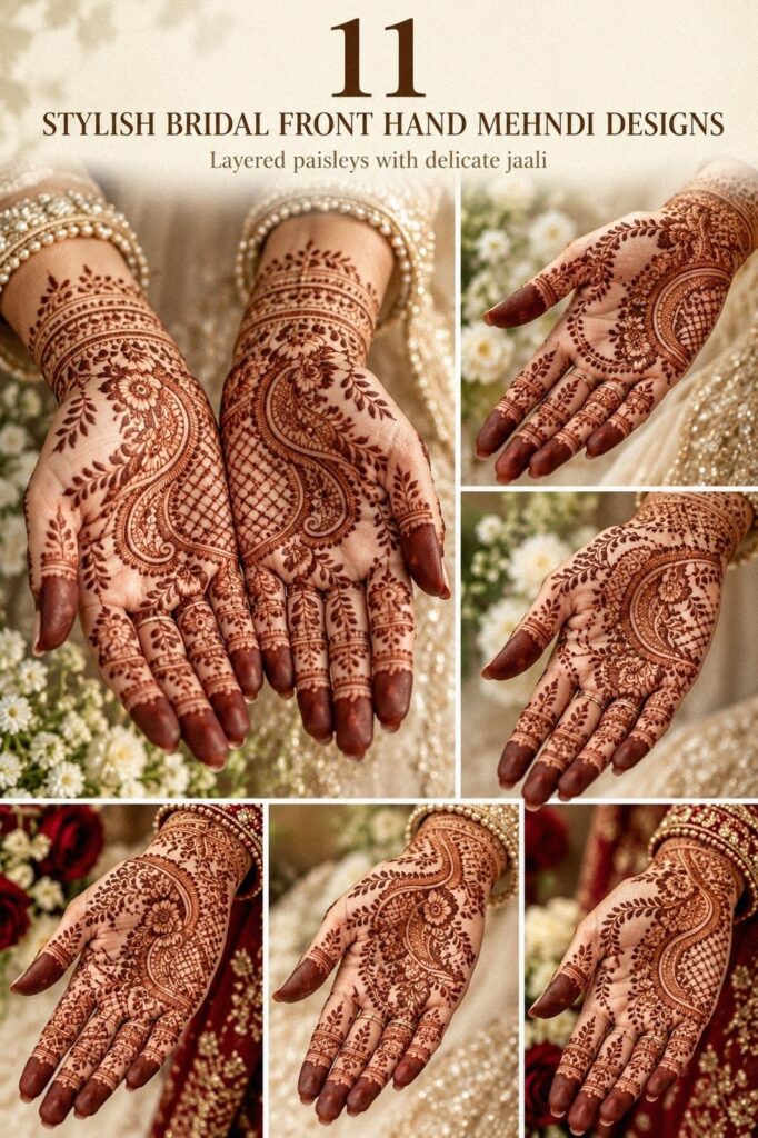 Easy Sangeet-Ready Bridal Stylish Mehndi Designs for Front Hand
