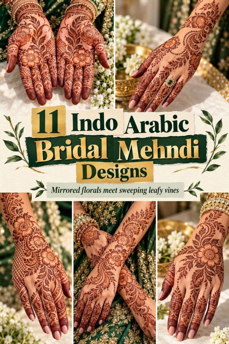 11 Indo Arabic Bridal Mehndi Designs For A Balanced Back of Hand Finish