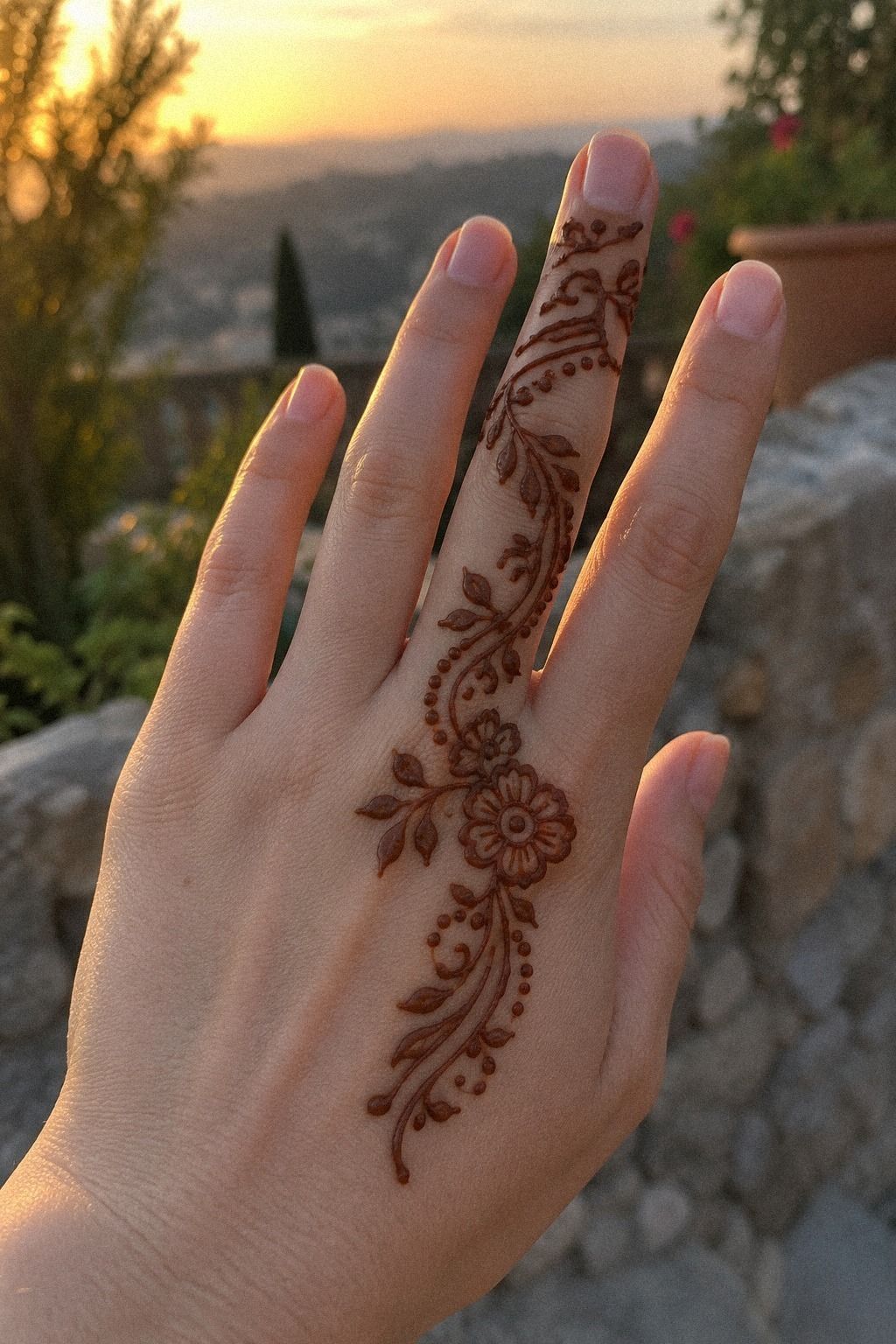 Single-Finger Minimal Henna Vines