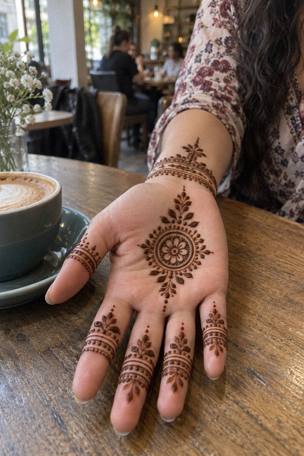 Simple Geometric Palm Henna Patterns